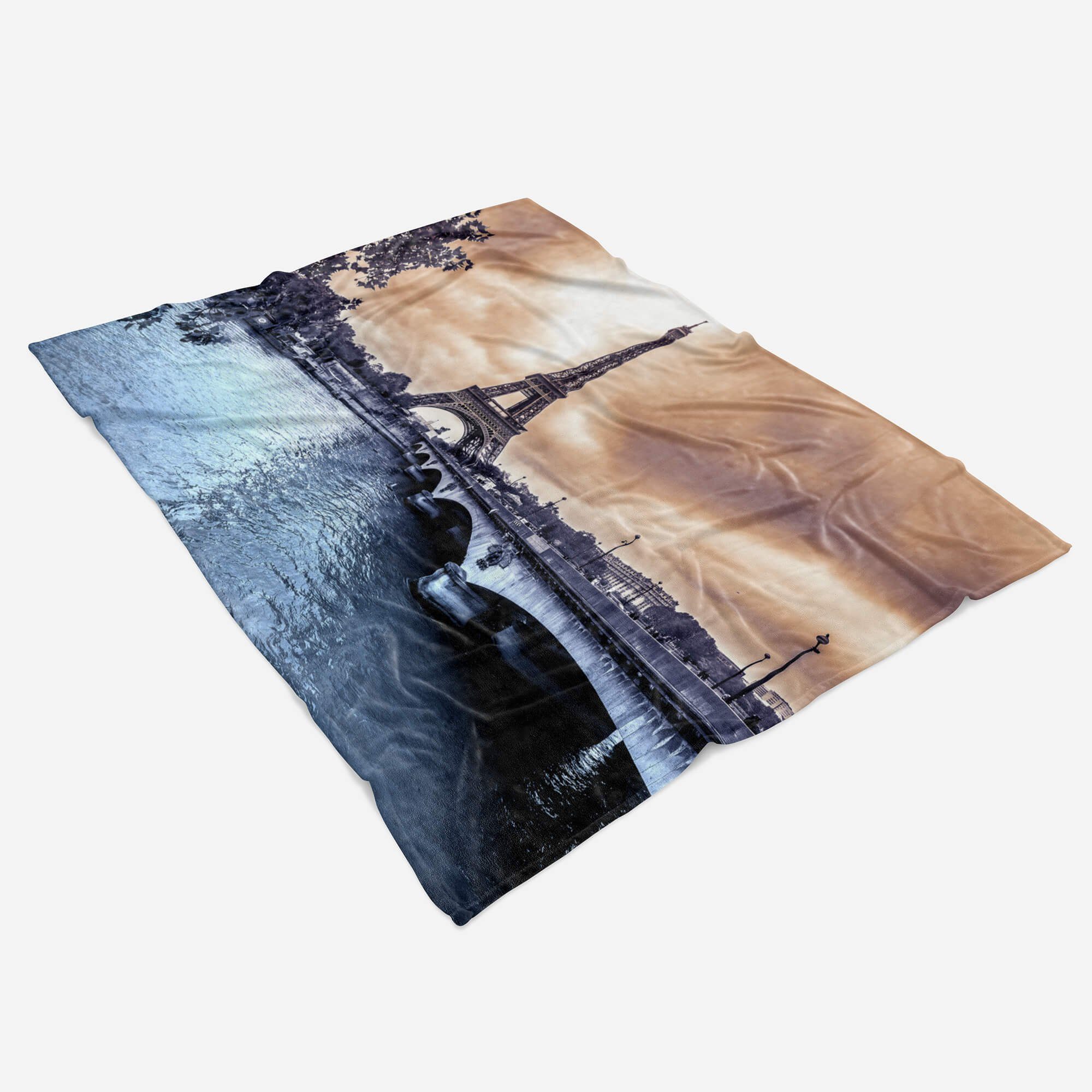 Handtücher Sinus (1-St), Eiffelturm Handtuch Baumwolle-Polyester-Mix Fotomotiv Saunatuch Handtuch mit Art Strandhandtuch Paris Kuscheldecke F,