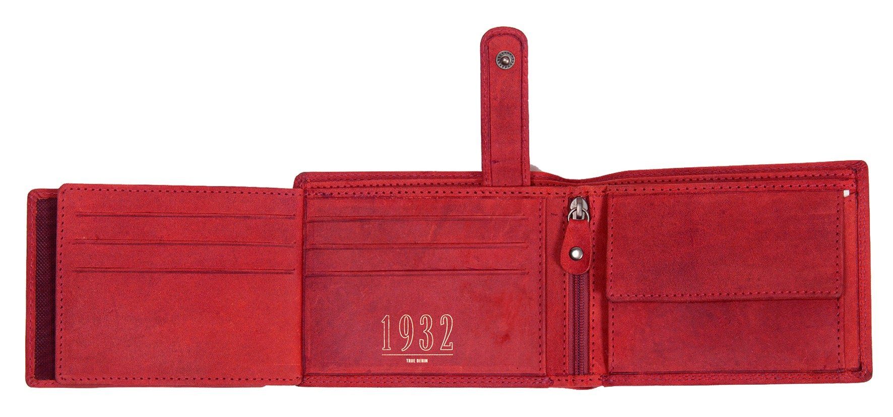 MUSTANG Geldbörse Tampa leather long wallet Logo opening, Print side red mit