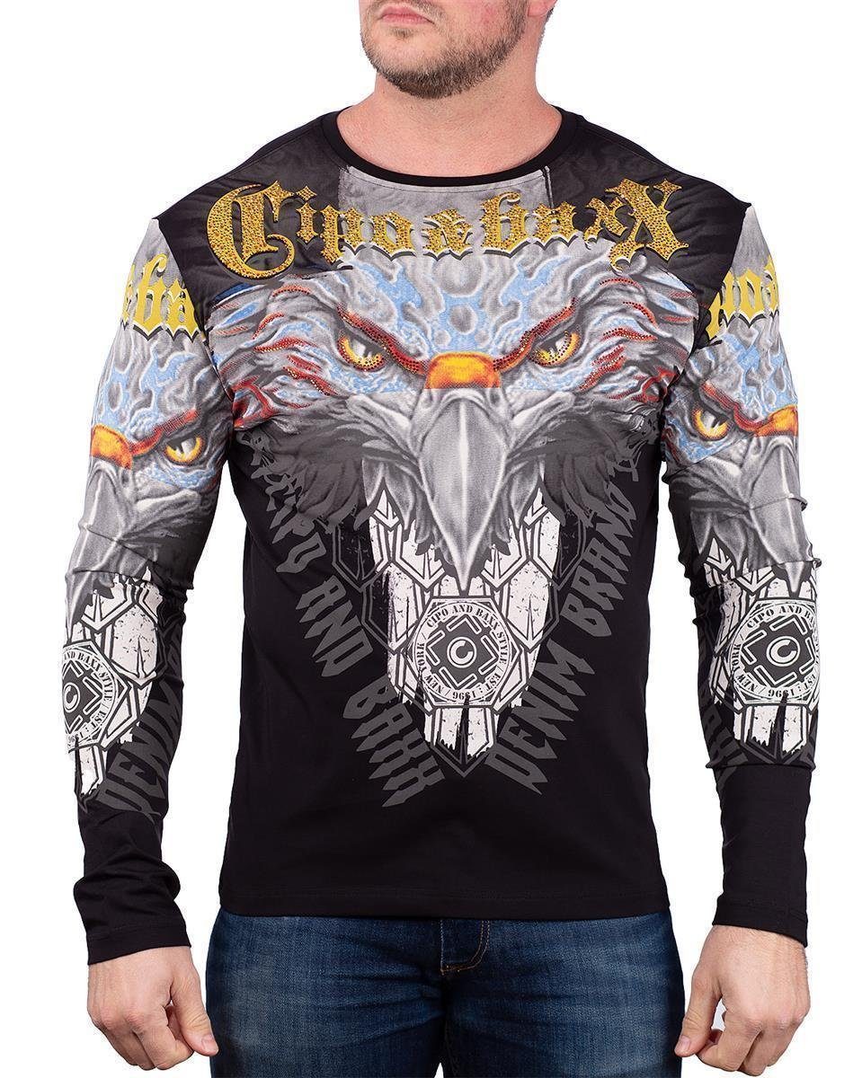 Cipo & Baxx Longsleeve Herren Longsleeve BA-CL488 mit einem Adler Print
