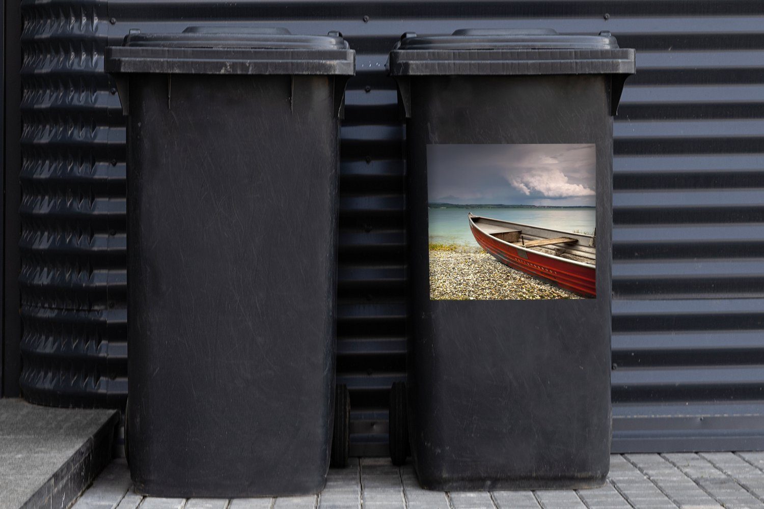 Sticker, Mülltonne, Land (1 Ein Mülleimer-aufkleber, an St), Abfalbehälter Container, Rettungsboot Wandsticker in MuchoWow Deutschland
