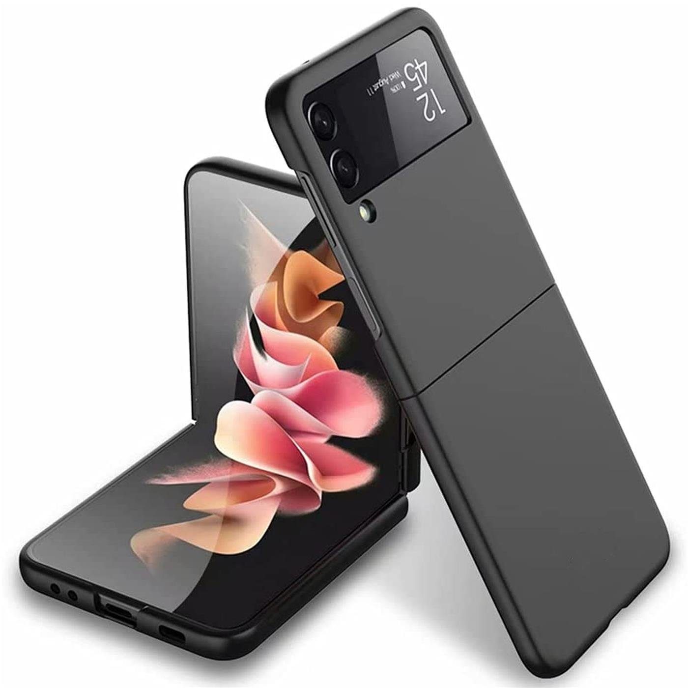 CoolGadget Handyhülle Black Series Handy Hülle für Samsung Galaxy Z Flip 3 6,7 Zoll, Edle Silikon Schlicht Schutzhülle für Samsung Z Flip 3 5G Hülle