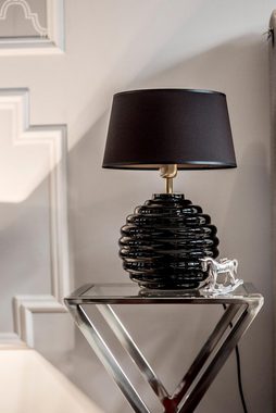 Signature Home Collection Tischleuchte Tischlampe Glaslampe Rillen schwarz, weiß, mit Lampenschirm bauchig, ohne Leuchtmittel, Tischlampe mundgeblasenes Glas