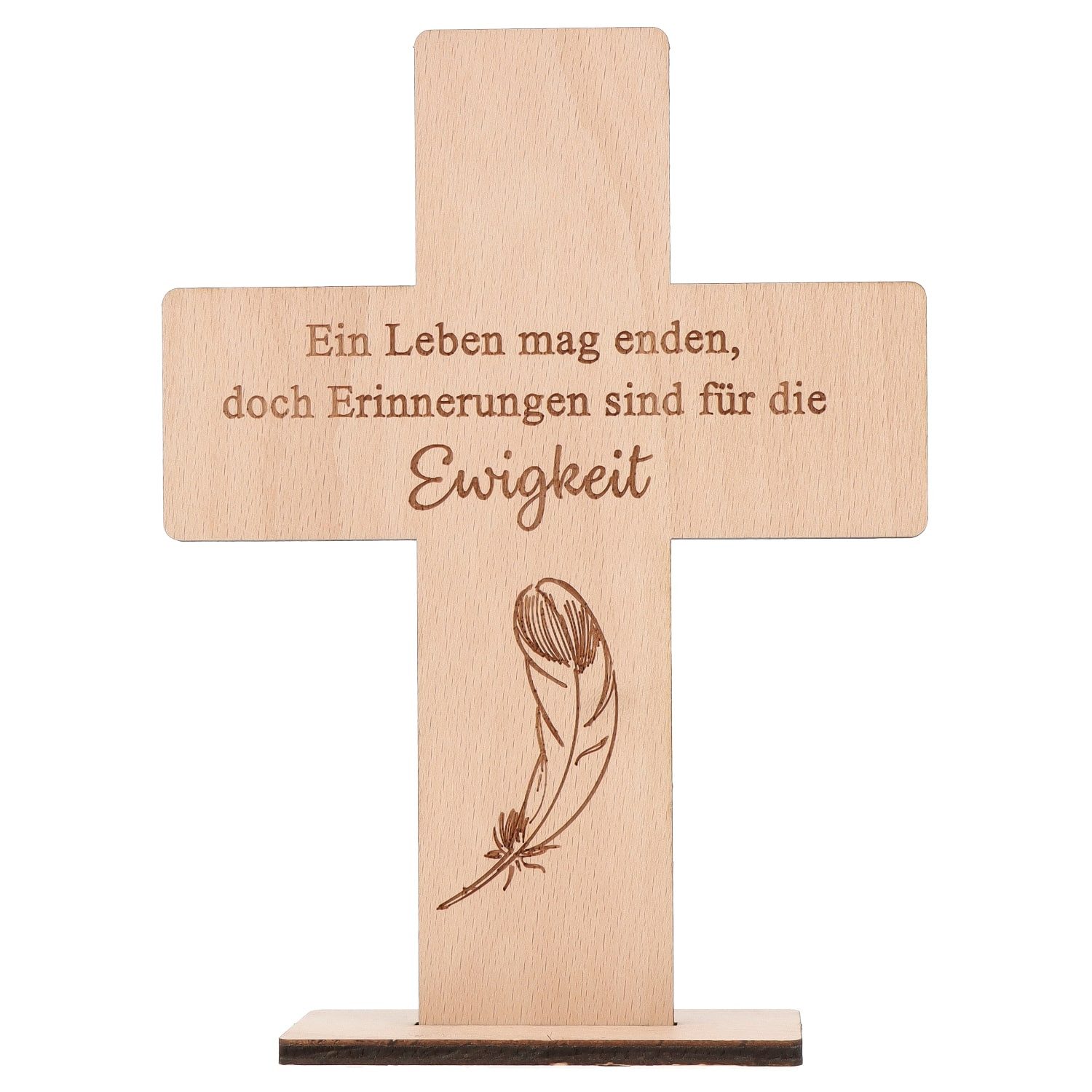 Dekoobjekt Holzkreuz mit Gravur, Christliche Geschenk, Trauergeschenk