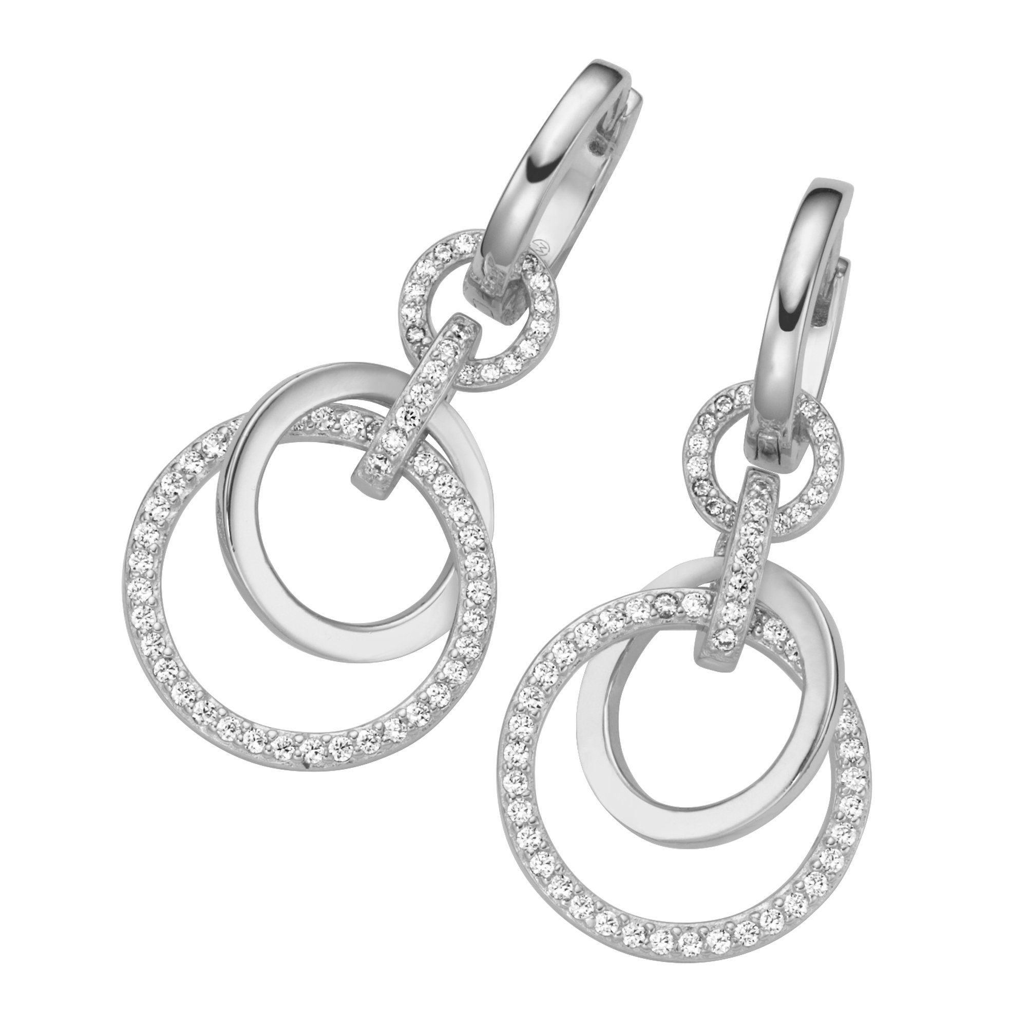 Paar Creolen mit Behang Ringe, Silber 925