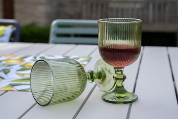 casa NOVA Weinglas GARBRIELLA, 370 ml Fassungsvermögen, Grün, Glas, mit Rillenschliff