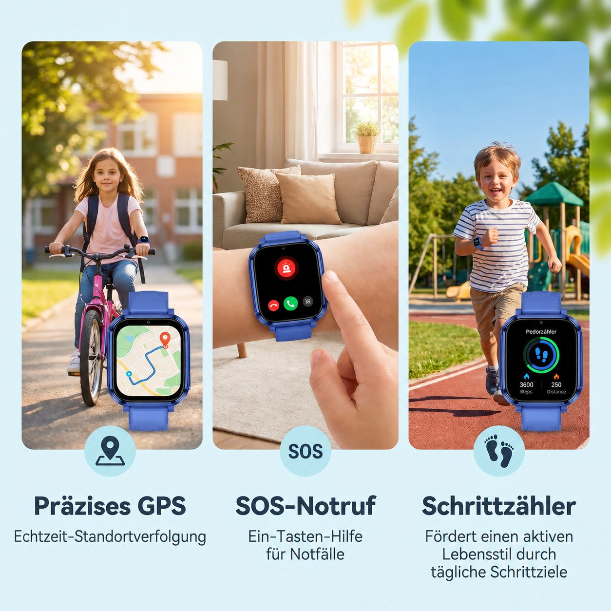 Vashoy Kinderuhr T59/T53 Smartwatch Kinder mit GPS,Kindgerecht sicher Smartwatch (5 cm/1.83 Zoll, RTOS/4G (LTE) 4G Telefonfunktionen Smartwatch, 6-tlg., GPS-Ort – Bild 3 von 5