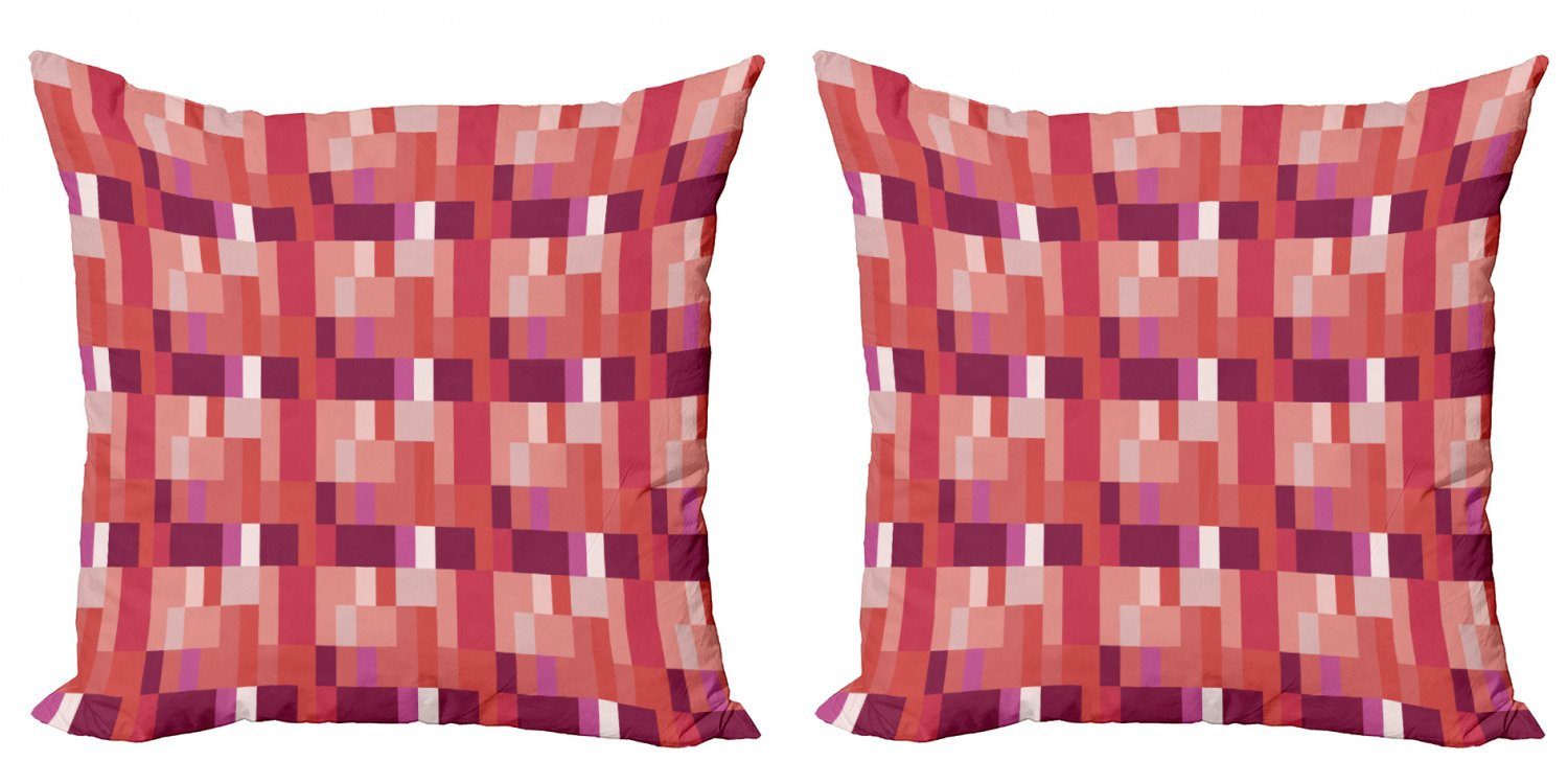 Kissenbezüge Modern Accent Doppelseitiger Digitaldruck, Abakuhaus (2 Stück), Pfirsich Geometrisches Quadrat Bunte