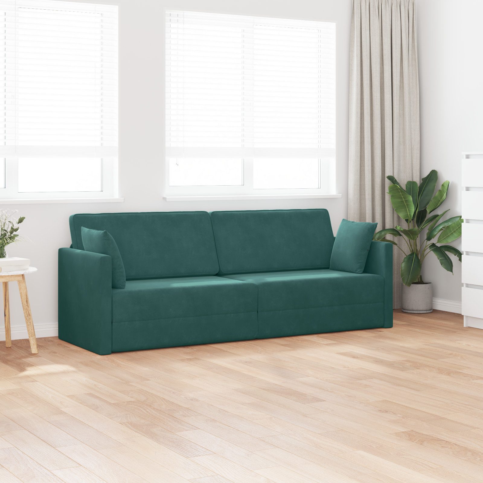 vidaXL Sofa Boden Schlafsofa 2-in-1 Dunkelgrün günstig online kaufen