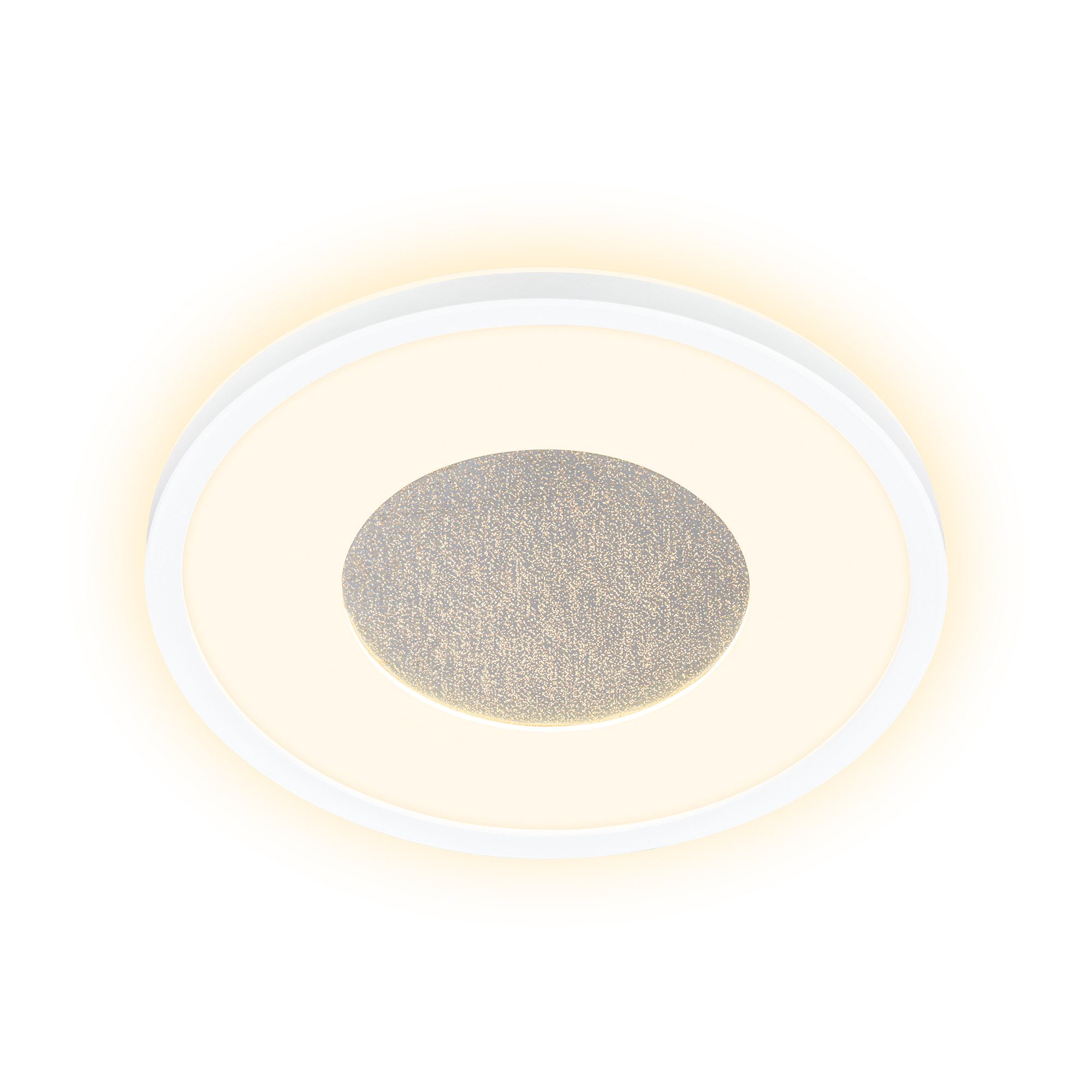 Briloner Leuchten LED Deckenleuchte 3849016, Glitzereffekt, elegante Lichtkante, indirektes Licht, LED Deckenlampe 29 x 3 cm Weiß 18W Wohnzimmer Schlafzimmer Hobby Flur