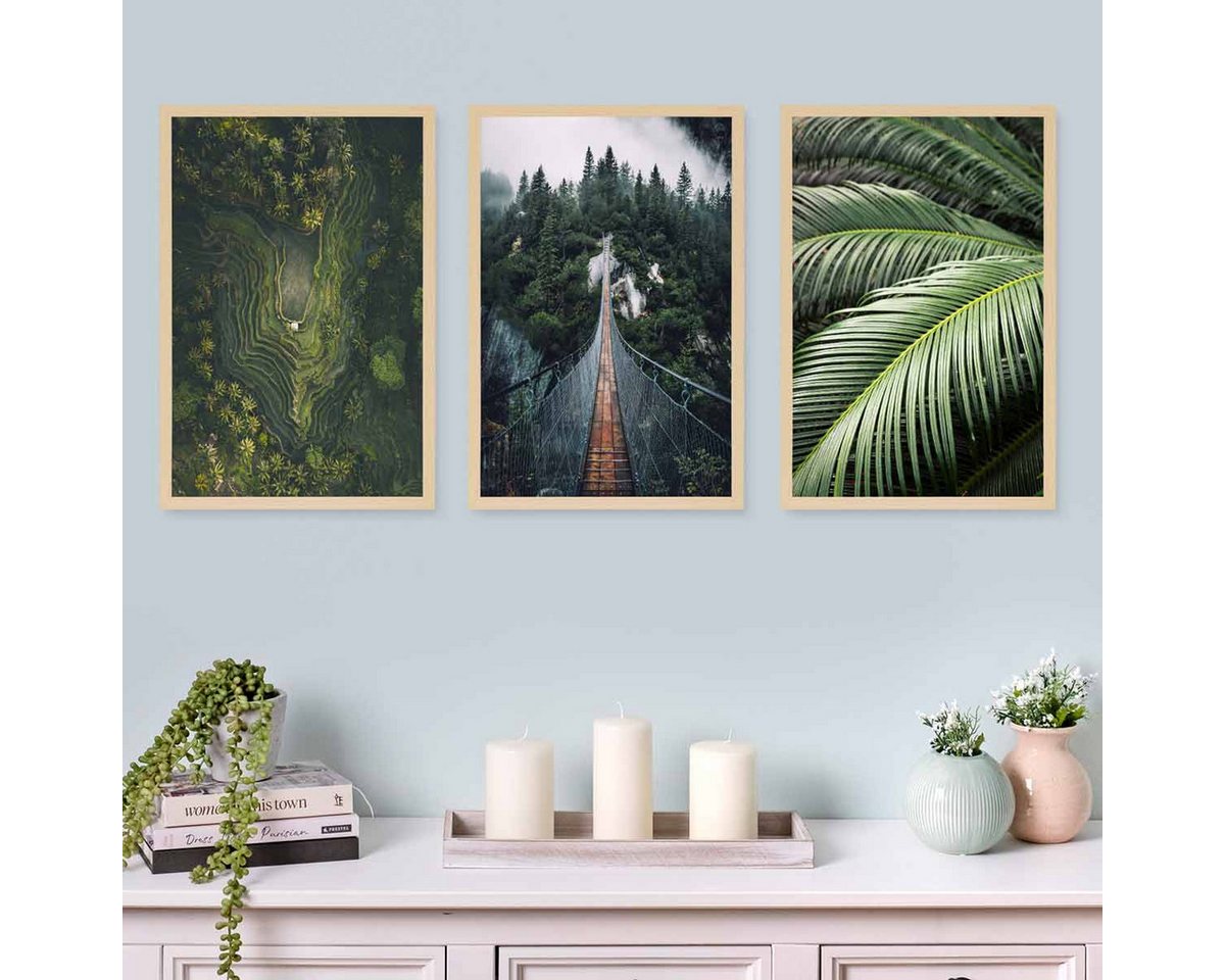PHOTOLINI Bilderrahmen 3er Set modern mit bruchsicherem Acrylglas, Holz MDF, Fotos & Poster, für 3 Bilder (3er Set), Posterrahmen 30x45 cm zum Aufhängen