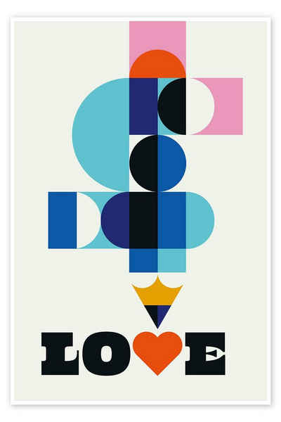Posterlounge Poster Bo Lundberg, Love, Jugendzimmer Mid-Century Modern Grafikdesign