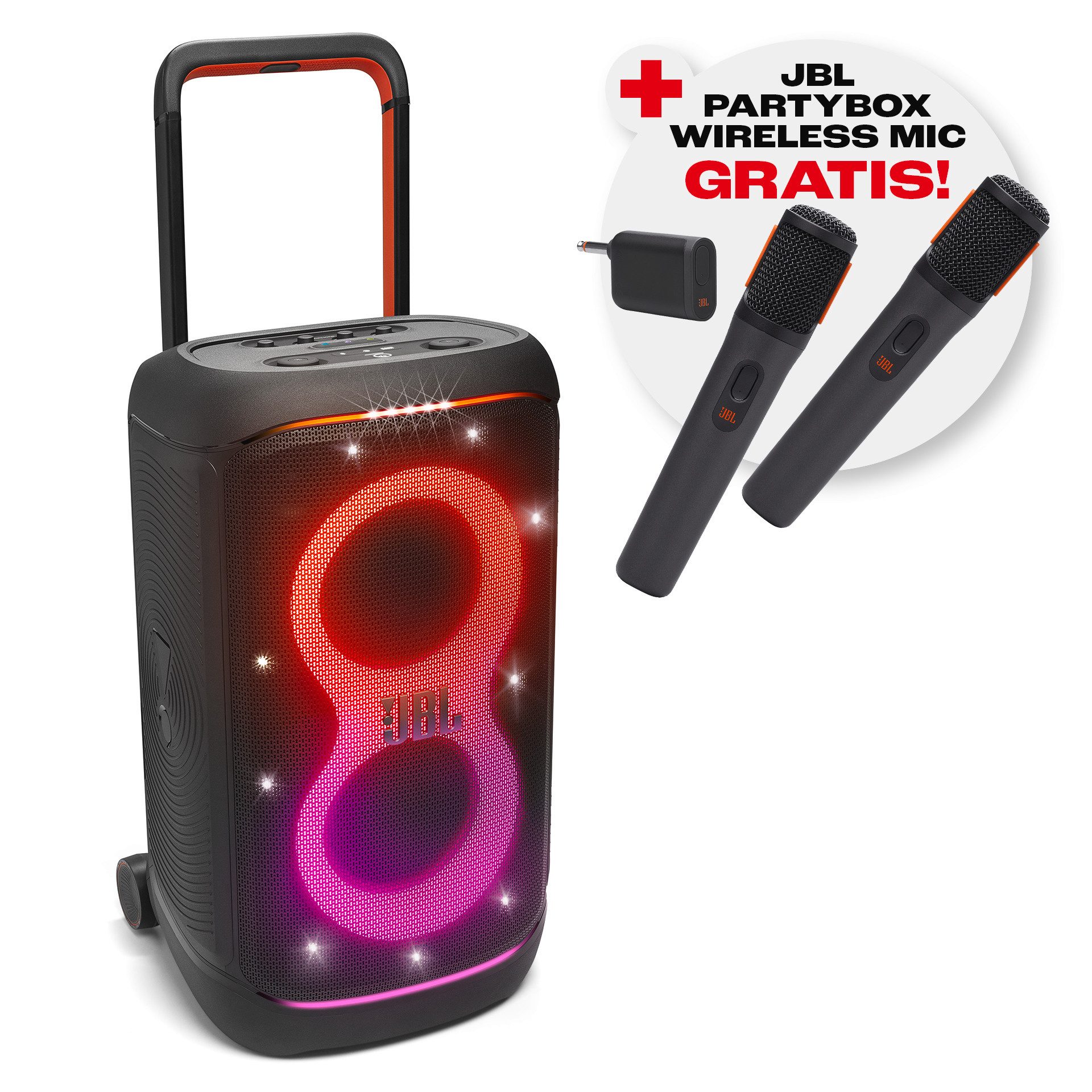 JBL PartyBox Stage 520 + Wireless Mic Party-Lautsprecher (A2DP Bluetooth, AVRCP Bluetooth, Bluetooth, 400 W)