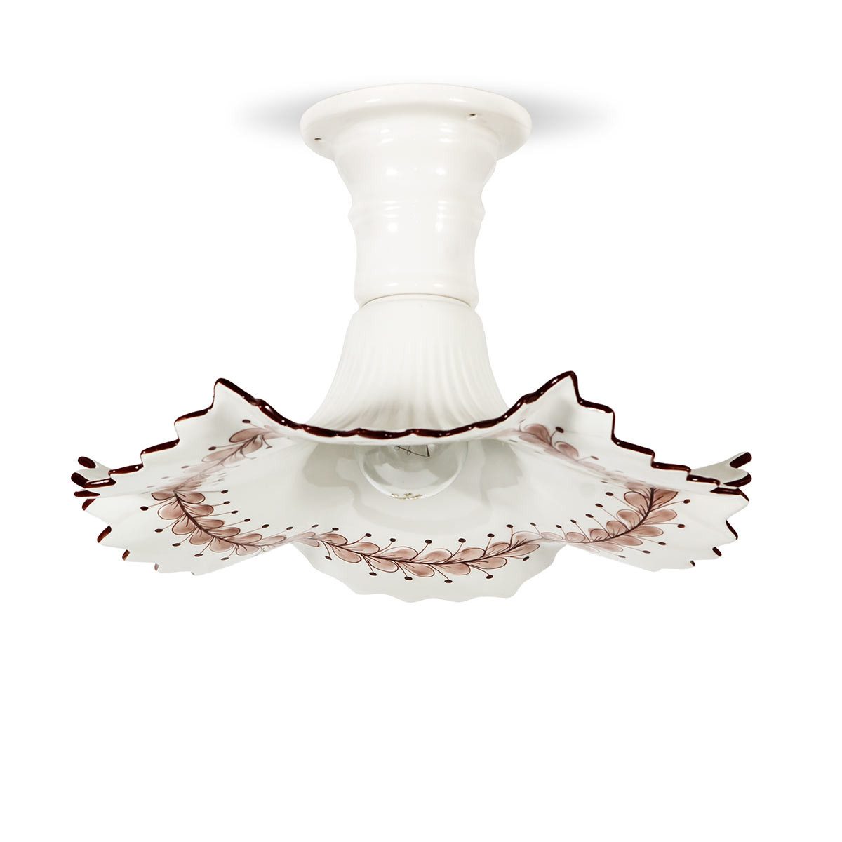 Helios Leuchten Deckenleuchte Keramik weiß, farbig dekoriert, vintage Keramiklampe Deckenlampe, für Esstisch Küche, handgefertigt handbemalt