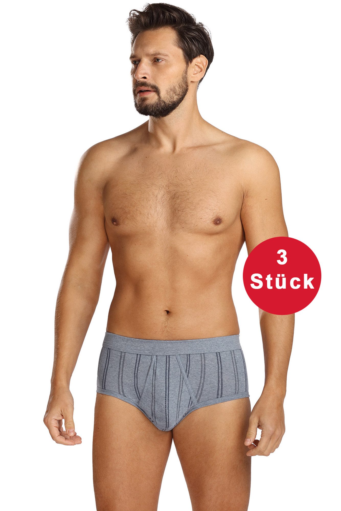 Comte Slip (Set, 3-St., 3er-Pack) Herren Slips Sportslips 3er-Pack mit Eingriff Feinripp Muster