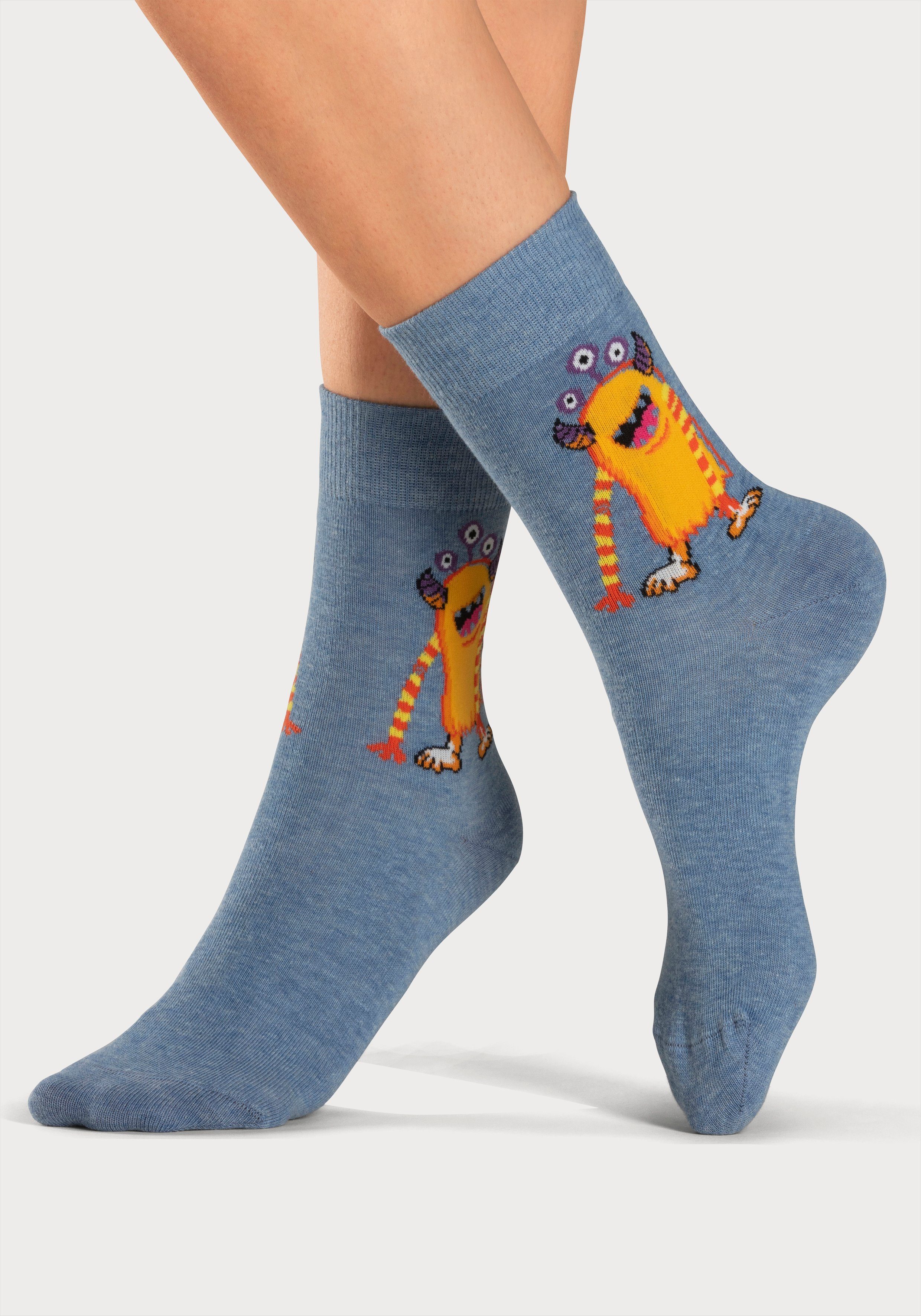 mit lustigen Monstermotiven H.I.S Freizeitsocken (5-Paar)