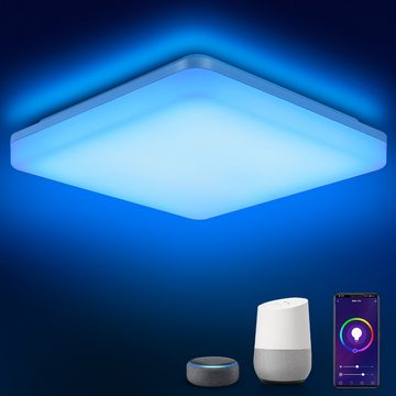 IEGLED LED Deckenleuchte Dimmbare WIFI-Deckenlampe, 24W, 2400LM, IP54, 2700K-6500K, Smart, Timer- und Speicherfunktion, kompatibel mit Alexa App und Google Home, RGB-Farben, Energieeffizient, Wasserdicht, Farbwechsel, WIFI, Smart Home