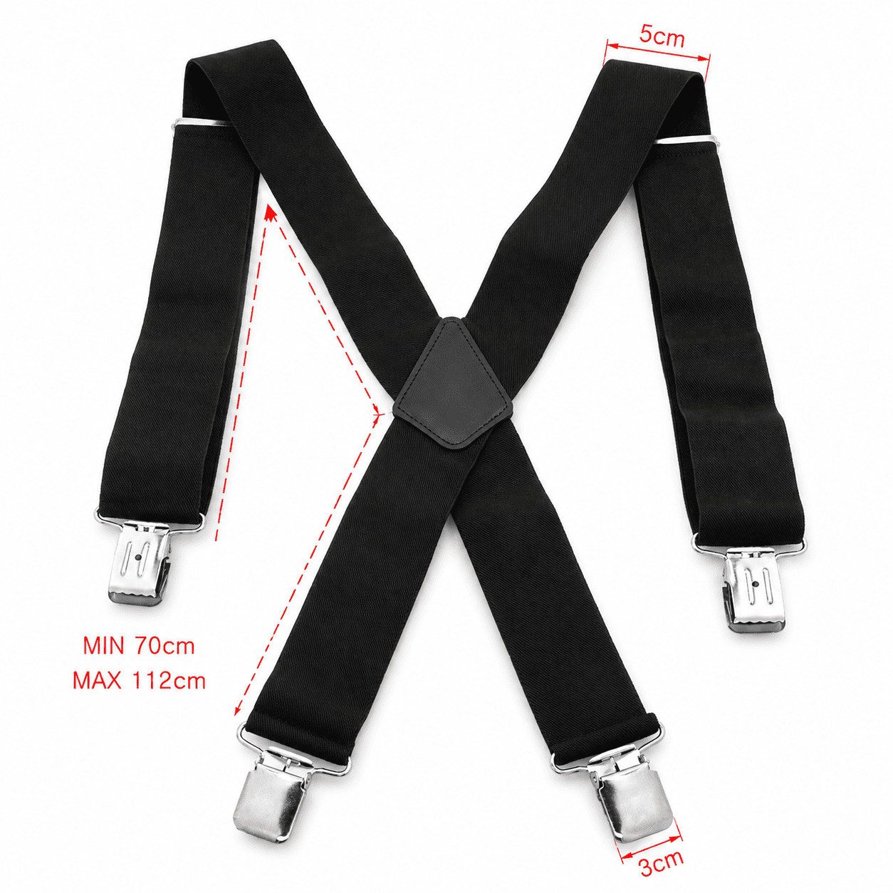 MidGard Hosenträger X-Form mit 4 extra starken Clips, 5 cm Breit, Einstellbar & Elastisch Einheitsgröße für Männer und Frauen