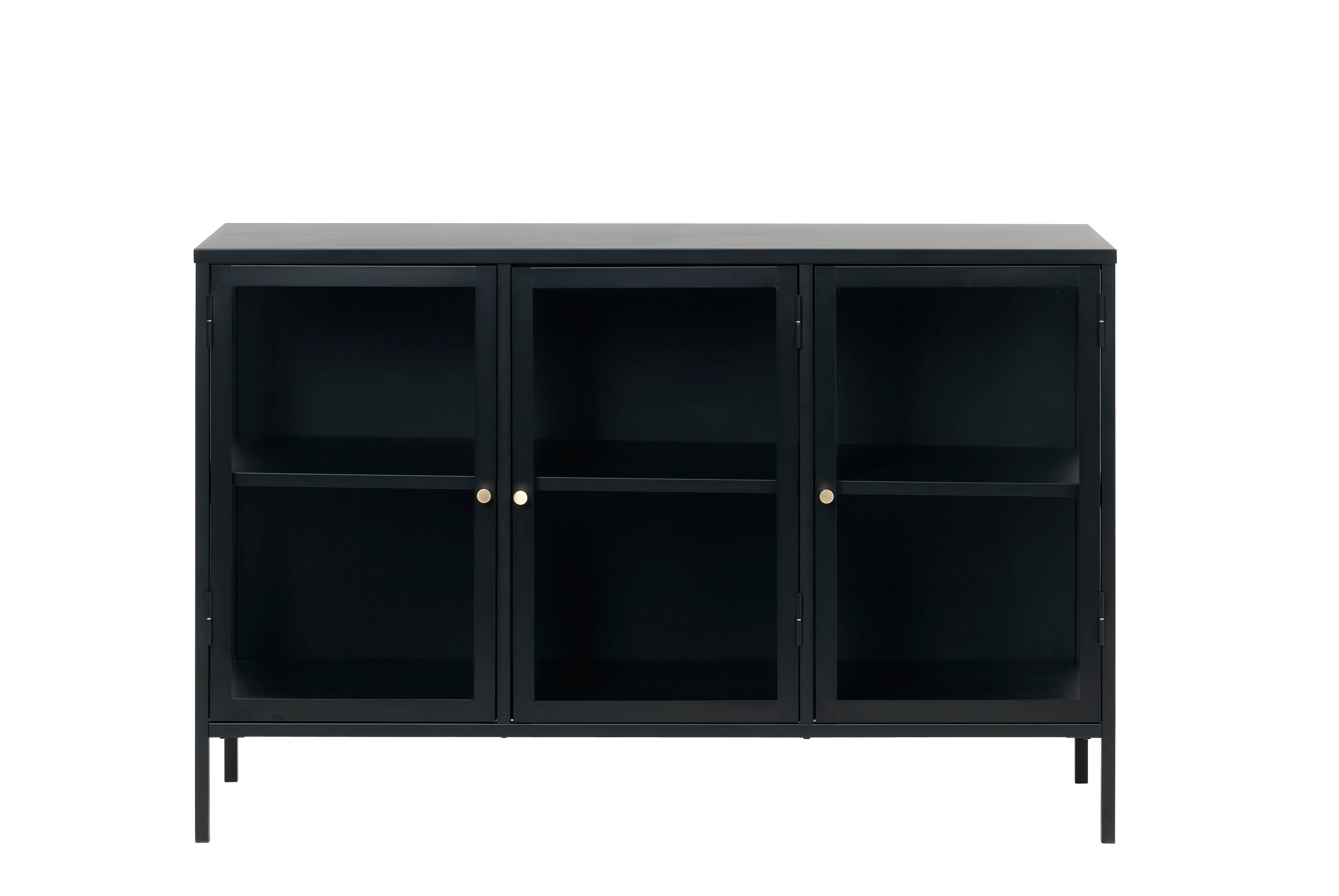 ebuy24 Sideboard Carmel Sideboard mit 3 Glastüren Stahl schwarz.