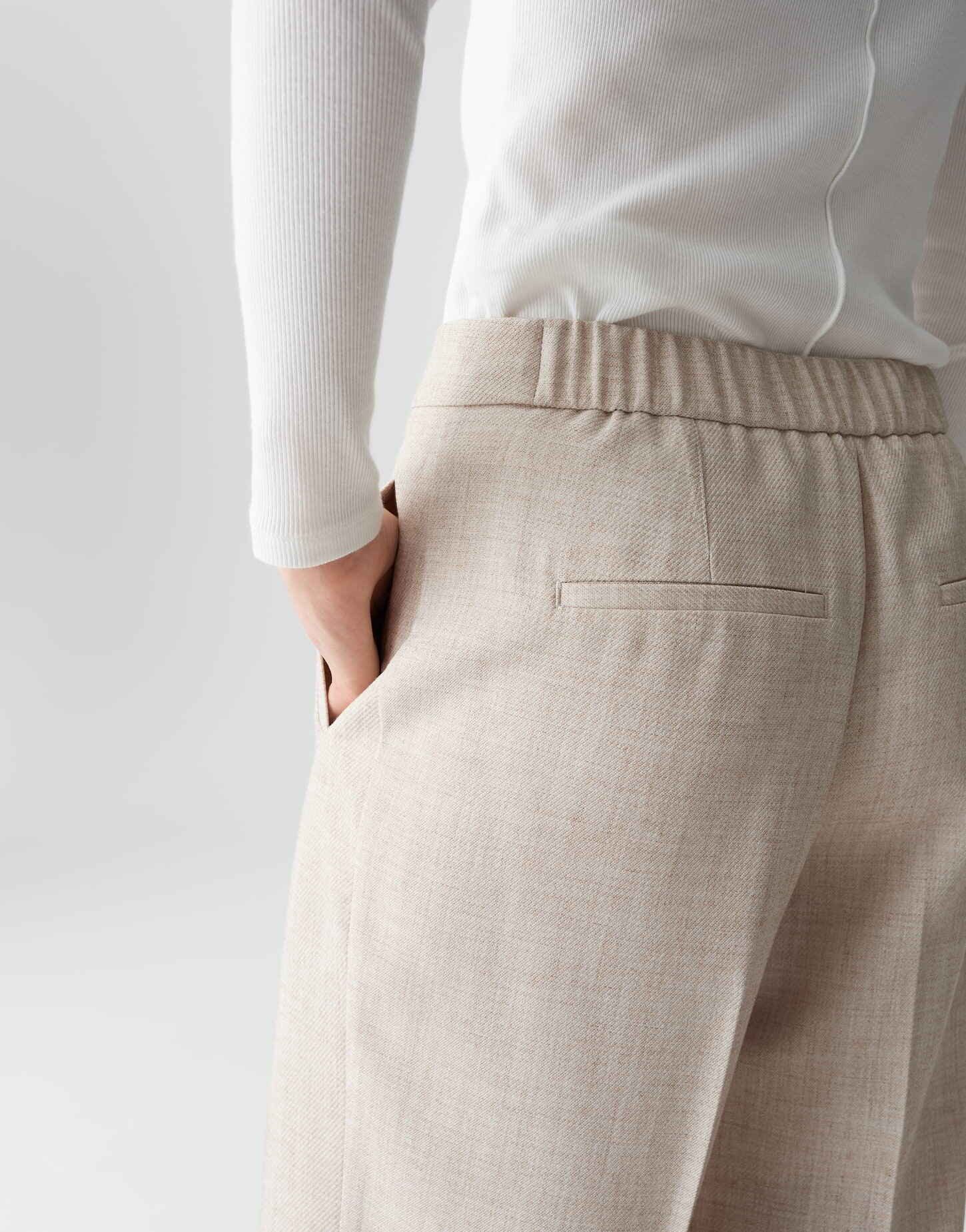 OPUS Stoffhose MAIGA COZY Wide Leg in Mélange Optik weiter, gerader Beinverlauf, natürlicher Griff, fließender Fall