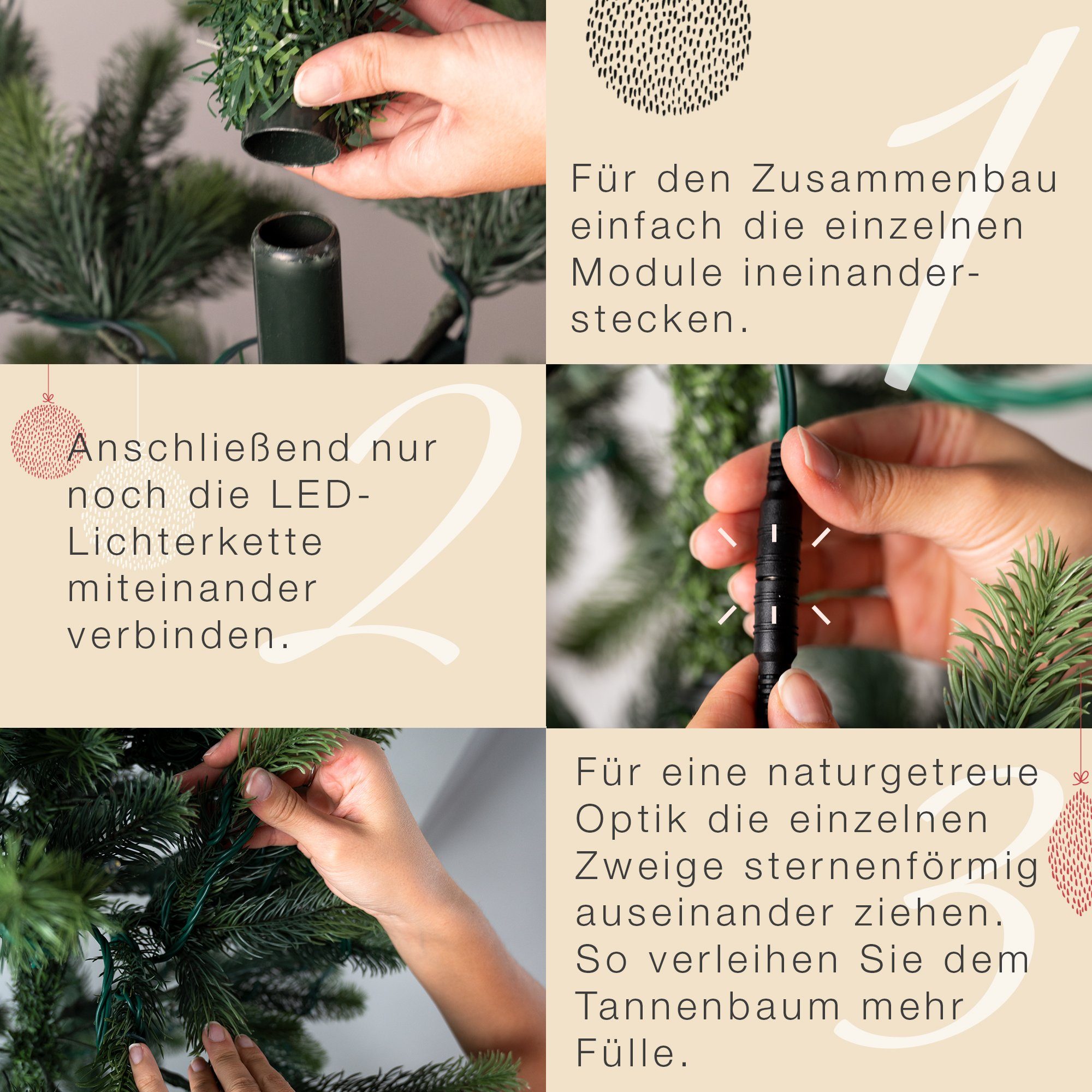 SCHAUMEX Weihnachtsbaum Künstlicher Spritzguss 210cm, LED Weihnachtsbaum Beleuchtung Höhe: Sehr Nordmanntanne, mit hochwertig