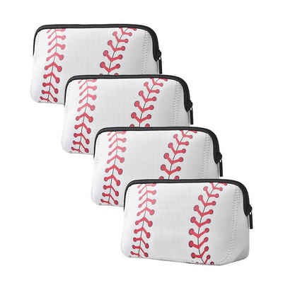 Rnemitery Kosmetikkoffer Softball Cosmetic Bag Baseball Print Makeup Bag White