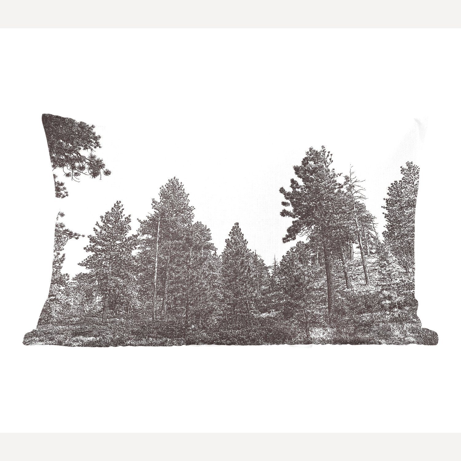 MuchoWow Dekokissen Eine historische Illustration eines Waldes, Wohzimmer Dekoration, Zierkissen, Dekokissen mit Füllung, Schlafzimmer