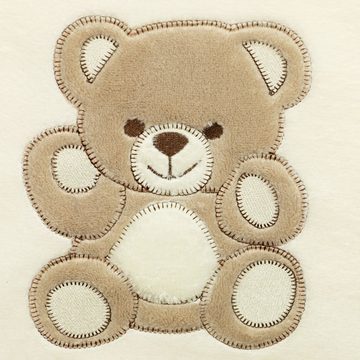 Babydecke, ZOLLNER, 3D-Teddyaufnäher, 75 x 100 cm, 100% Polyester