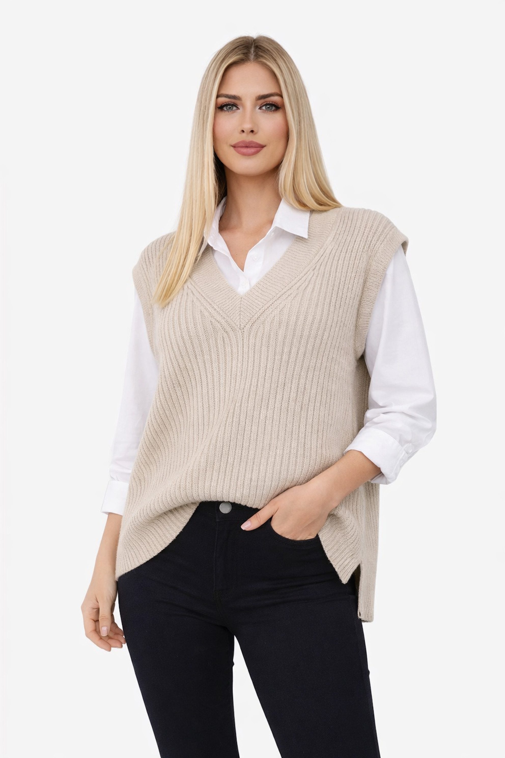 Worldclassca Pullunder WORLDCLASSCA Damen Strickpullunder mit Bluseneinsatz 2 in 1 Fashion Neue Kollektion - Stilvolle und gemütliche Strickmode für Damen