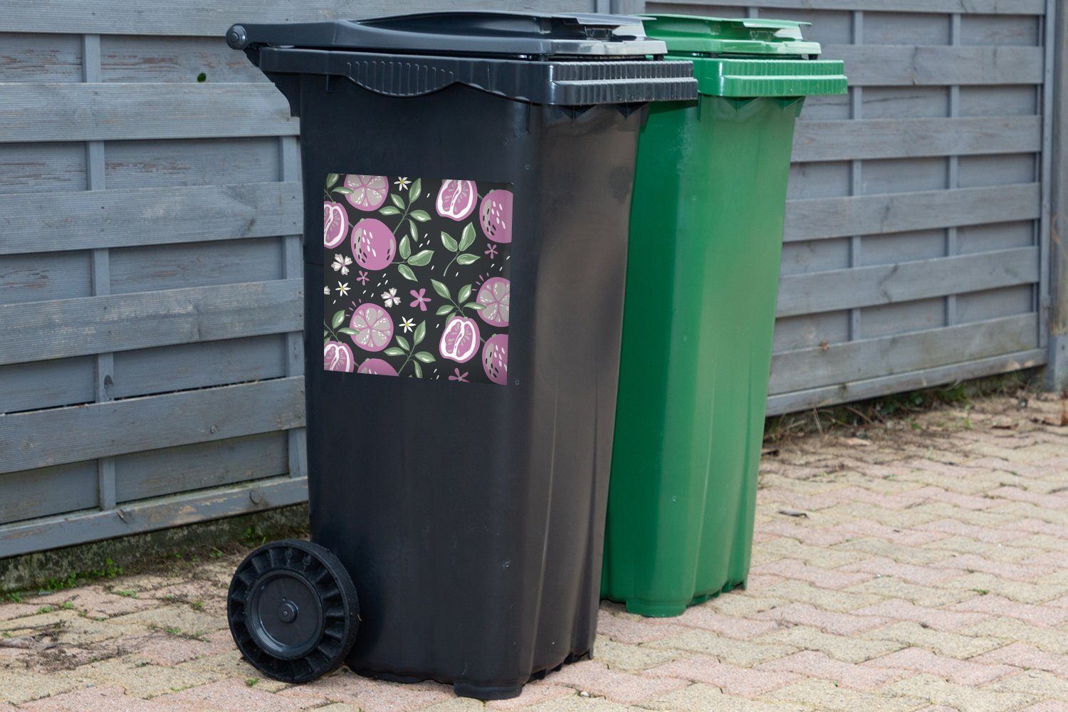 - Blumen Container, Wandsticker Mülleimer-aufkleber, Mülltonne, Sommer MuchoWow Abfalbehälter Sticker, (1 - St), Rosa