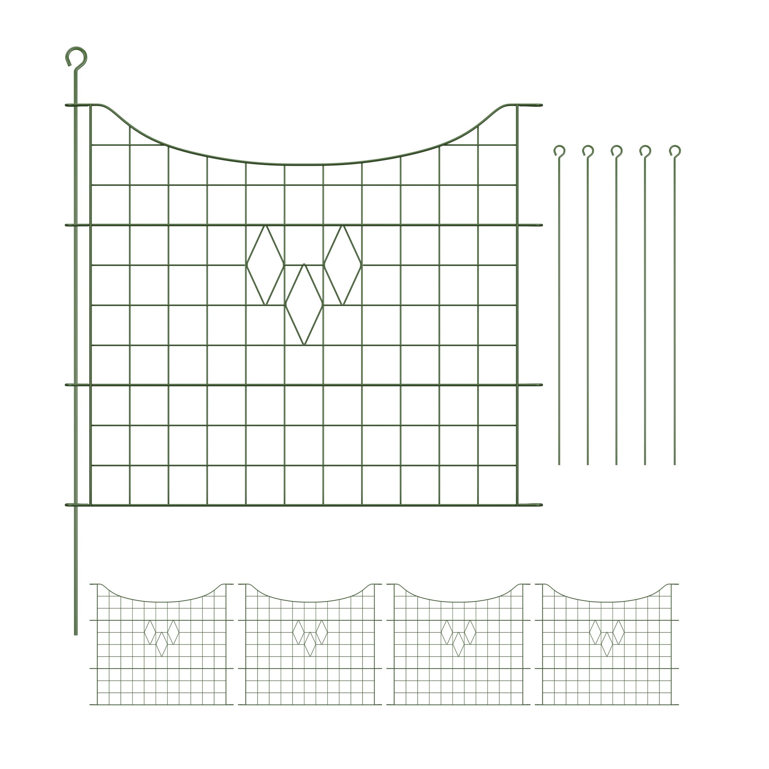 relaxdays Teichzaun mit 5 Zaunelemente, grün günstig online kaufen