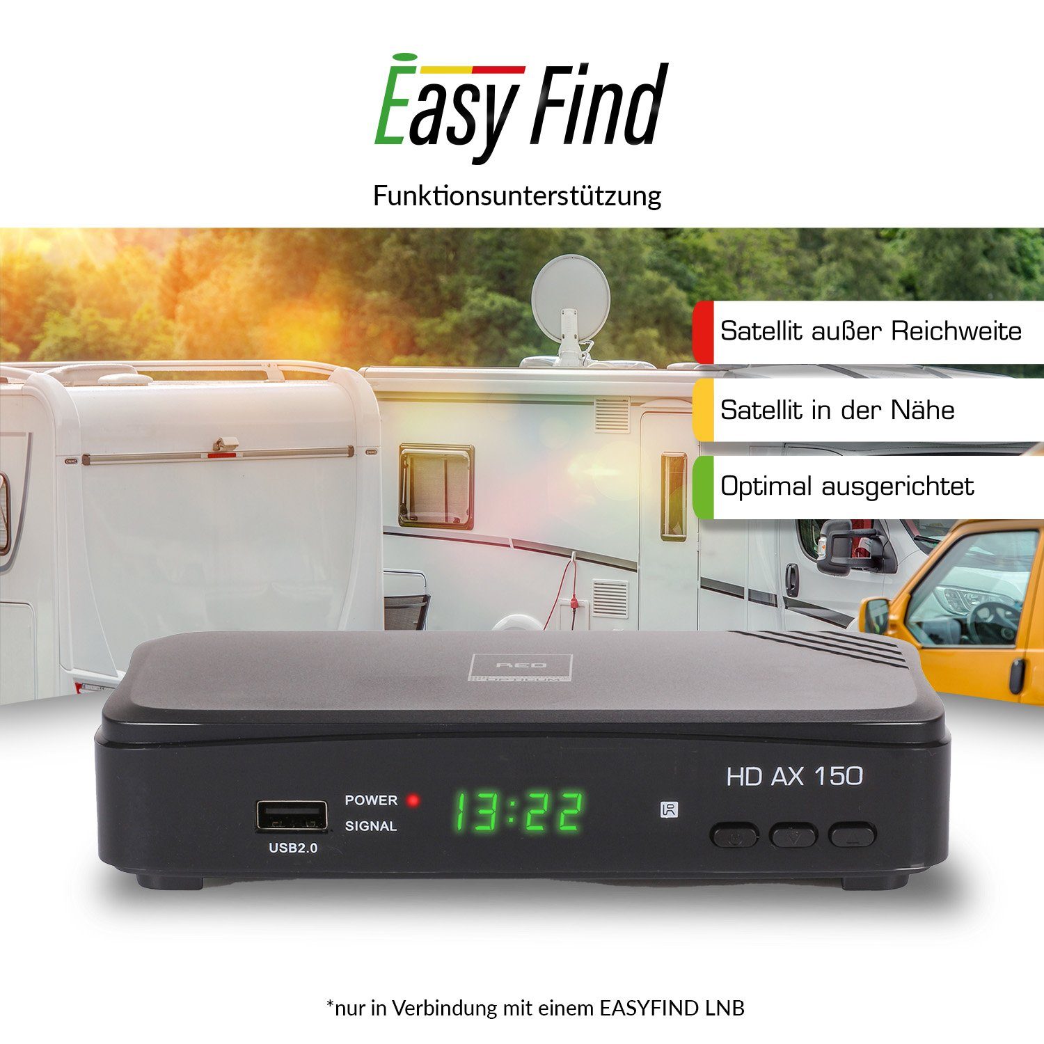 - 150 - HD - - Full 12V Coaxial, RED AX HD Netzteil) Camping SCART S/PDIF 2.0 12V (HDMI OPTICUM SAT-Receiver USB