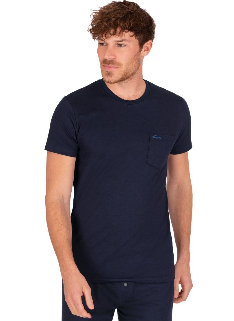 Trigema T-Shirt TRIGEMA T-Shirt aus Biobaumwolle mit Brusttasche navy-C2C