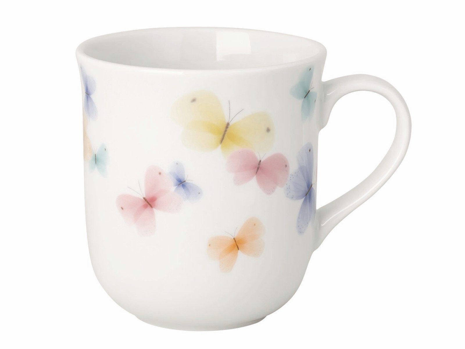 Hutschenreuther Becher Frühlingsgrüsse Schmetterlinge Becher mit Henkel 0,4l, Porzellan