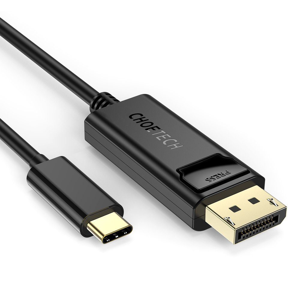Choetech unidirektionales USB Typ C auf Display Port 4K Kabel 1,8m Schwarz Video-Adapter, 180 cm