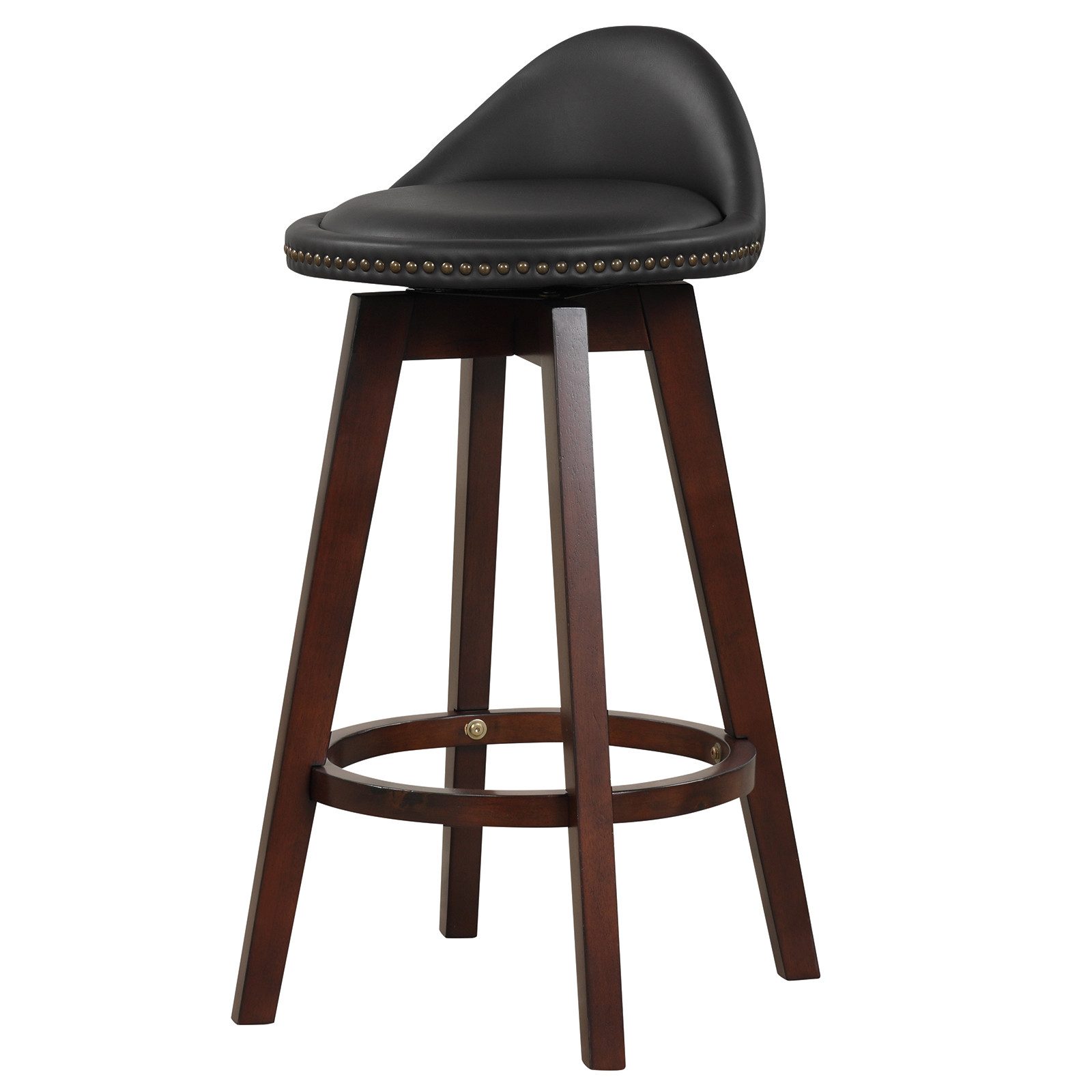 COSTWAY Высокие табуреты, 2er Set, mit Lehne&Fußstütze, drehbar, Sitzhöhe 74cm, Holz