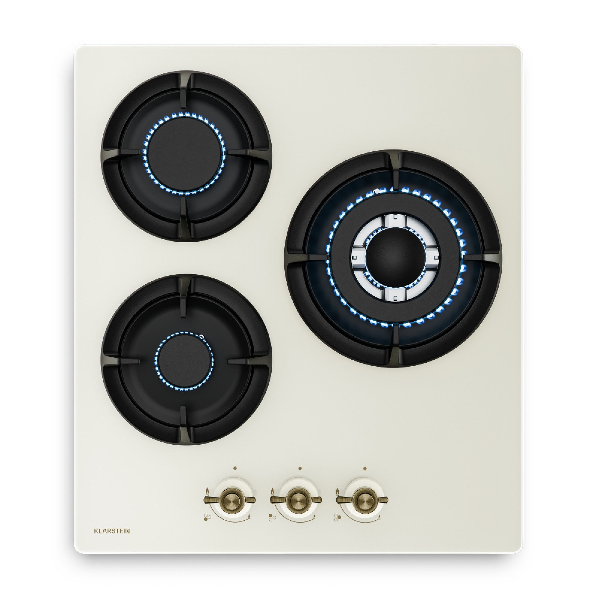 Klarstein Gas-Kochfeld Victoria, 3 Aluminium-Brenner Erdgas- und LPG-kompatibel 6050 W 45cm