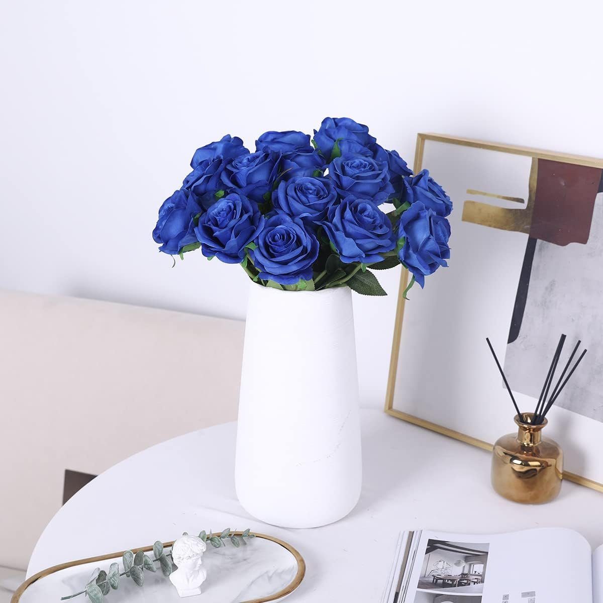 Gefälschte Rose Seidenrosen, Langer Party DIY Mutoy, Tisch Blau Dekor Blumen Herzstück für Hochzeitsstrauß Stiel 10pcs Kunstblume Wohnkultur Künstliche