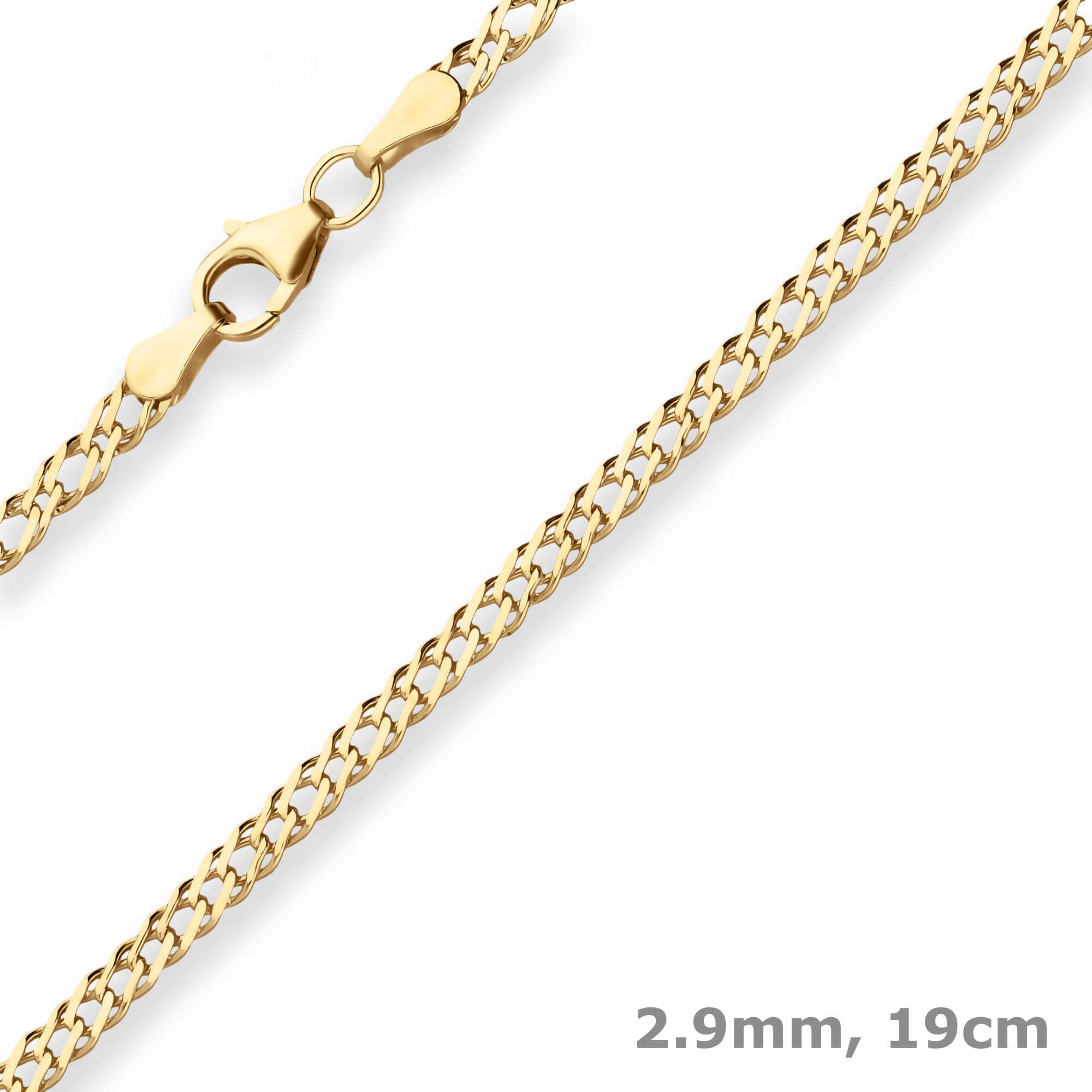 Schmuck Krone Goldarmband 2,9mm Armband Zwillingspanzerkette aus 750 Gelbgold 19cm, Gold 750