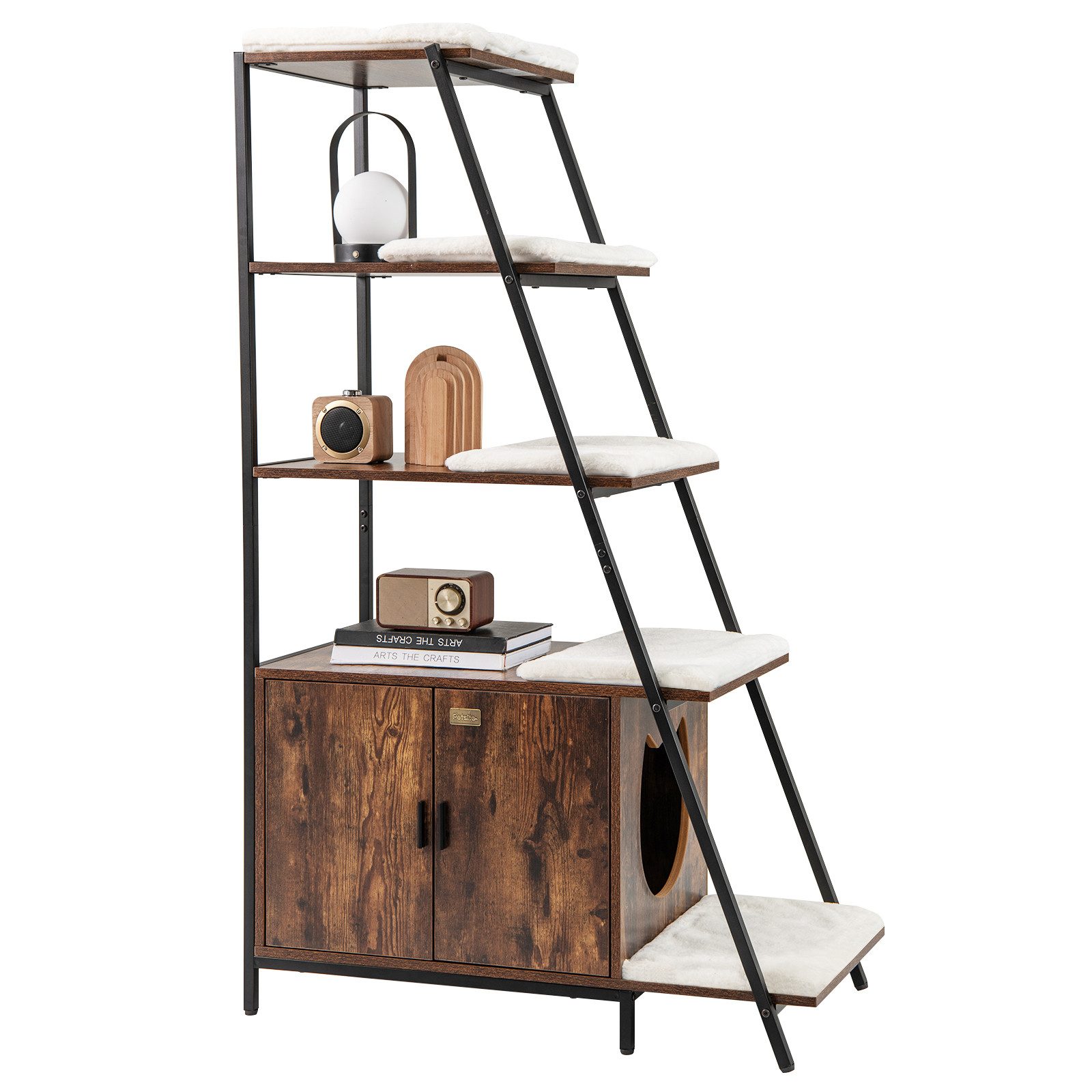 COSTWAY Tierhaus, Katzenschrank mit Leiterregal & Eingang, Katzenklo Schran günstig online kaufen