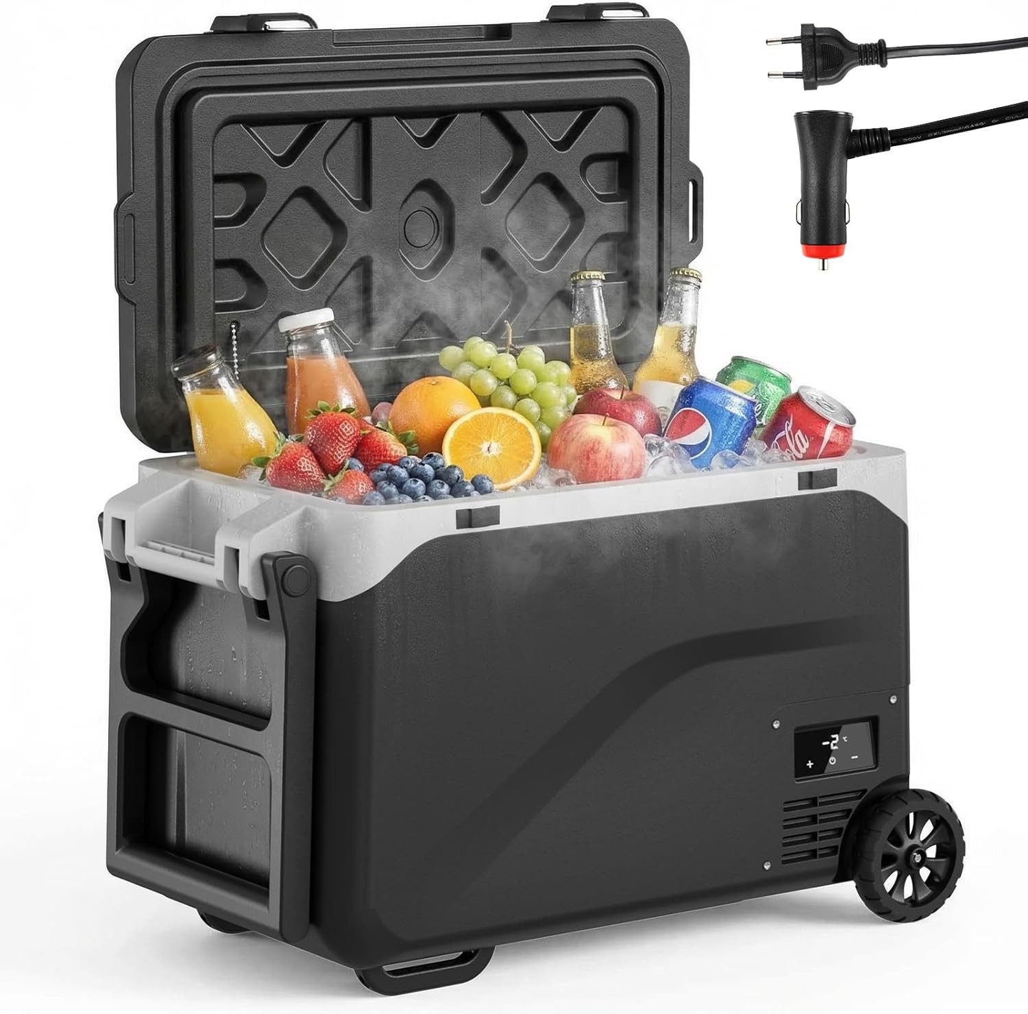 TLGREEN Kühlbox Kompressor Kühlbox, MAX/ECO Modus, Camping Kühlschrank, 51 l, lektrische Gefrierbox bis -20℃,Auto Kühlschrank 12V 24V DC&AC 100-240V