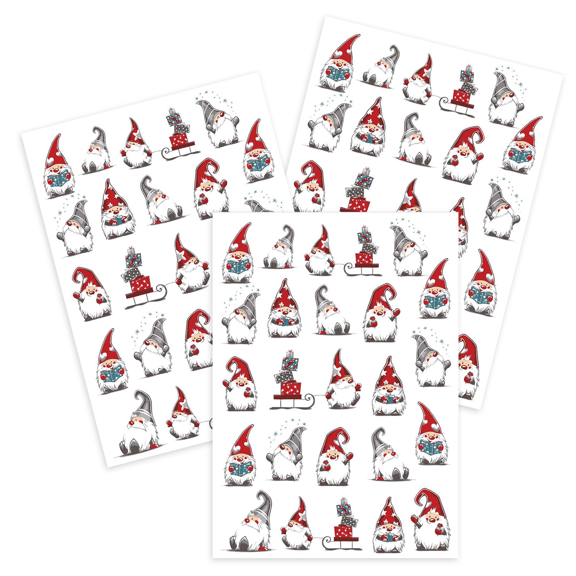 Kracht Geschirrtuch Wichtel Weihnachten, (Set, 3-tlg., Set), 3er Pack Geschirrtücher (3 Stück), ca. 45 x 70 cm, Baumwolle bedruckt