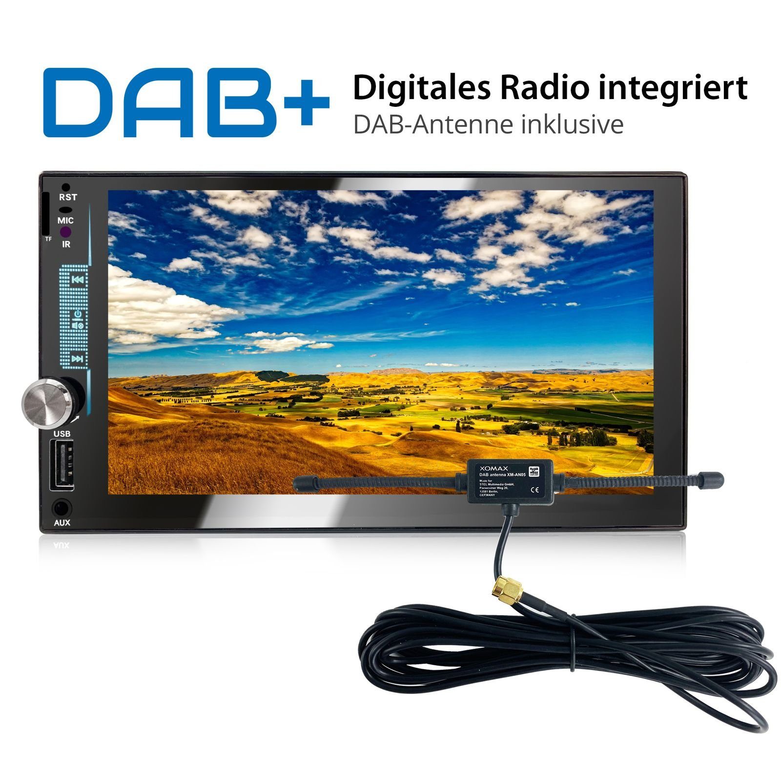 Bluetooth, DAB+ Bildschirm Autoradio XOMAX mit plus, Zoll 2 DIN Autoradio XM-2V784D 7