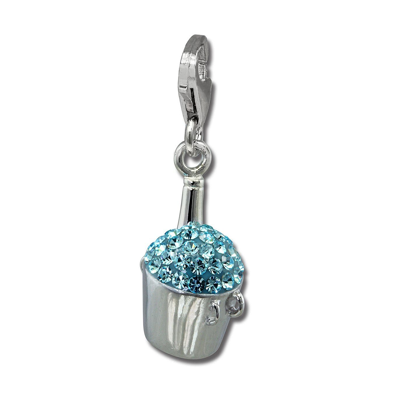 SilberDream Charm-Einhänger SilberDream hellblau Charm Sektkühler, Charmsanhänger Sektkühler, 925 Sterling Silber, Farbe: hellblau