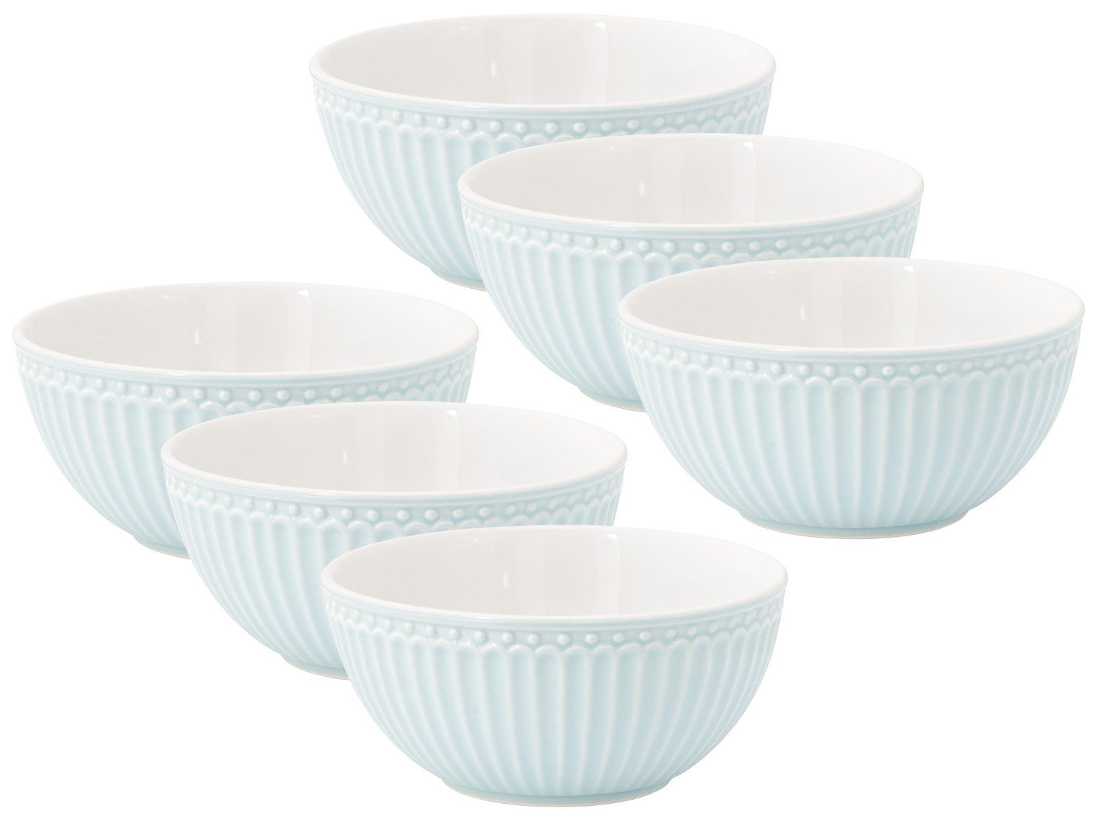 Greengate Frühstücks-Set Alice Müslischale pale blue 14 cm Set6