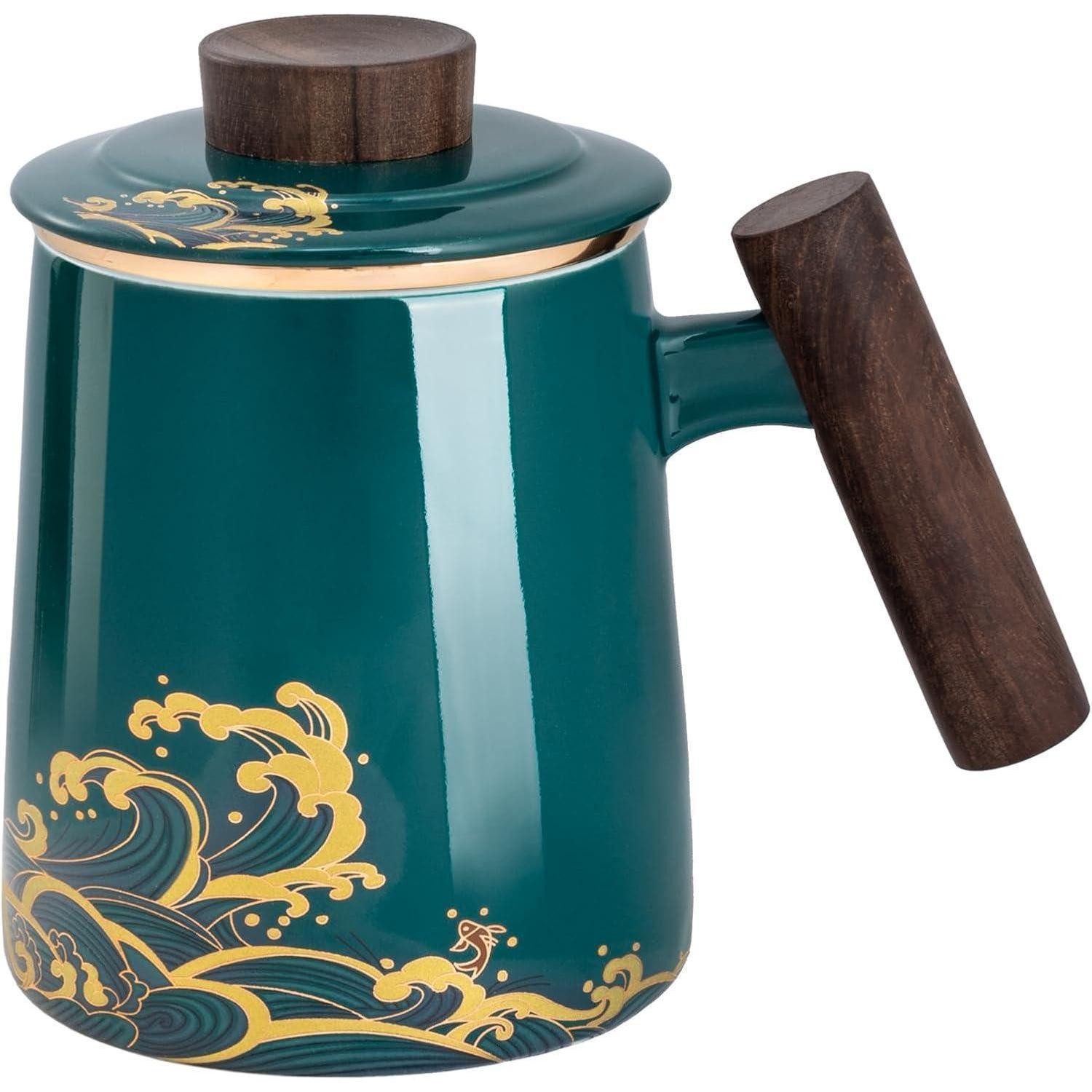 LuxusKollektion Tasse Teetasse mit Keramik Sieb und Deckel, 500ml Teebecher für