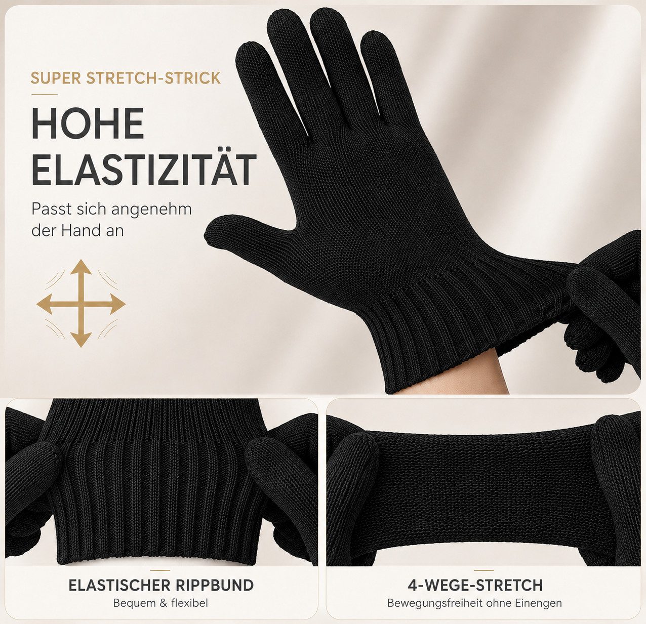 herémood Strickhandschuhe Handschuhe Winter für Damen Herren, Winterhandschuhe, Sport & Fahrrad vollständig bedeckte Finger, Testsiegel SEHR GUT (Note 1,1) – Bild 3 von 5