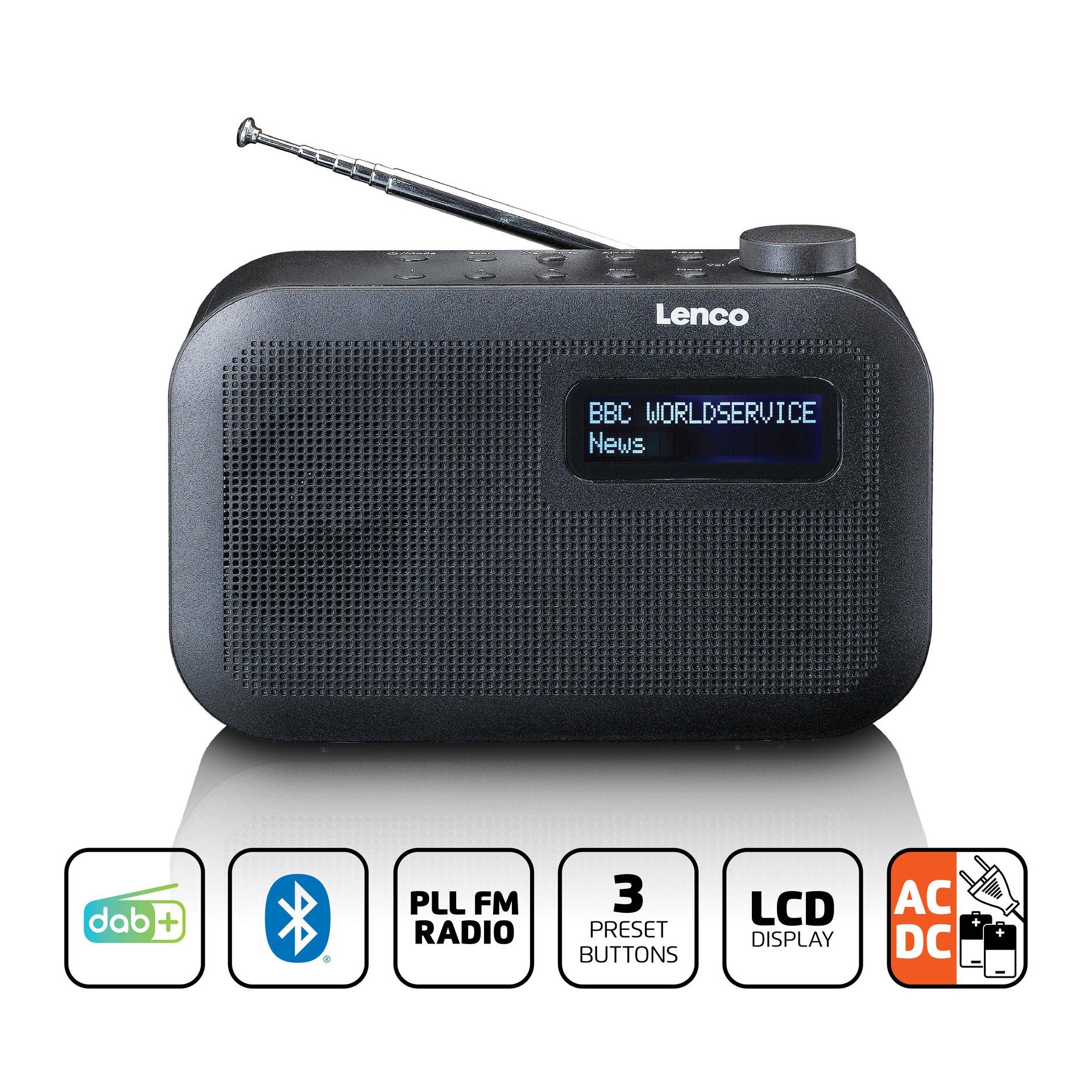 Lenco PDR-016BK - DAB+ (DAB) Digitalradio (DAB) Taschenradio (Digitalradio