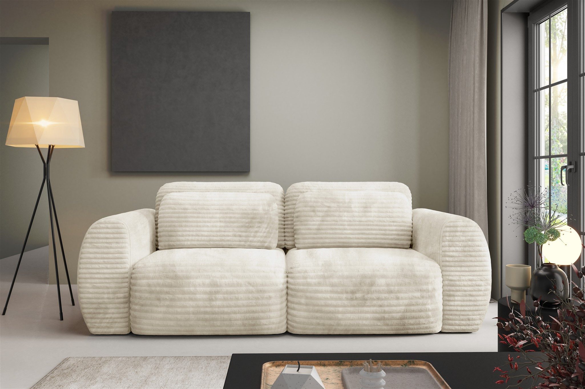 Fun Möbel 2-Sitzer Sofa mit Schlaffunktion FUN CARTER in Stoff Ambience, inkl. Bettkasten, Inkl. 4 Rückenkissen