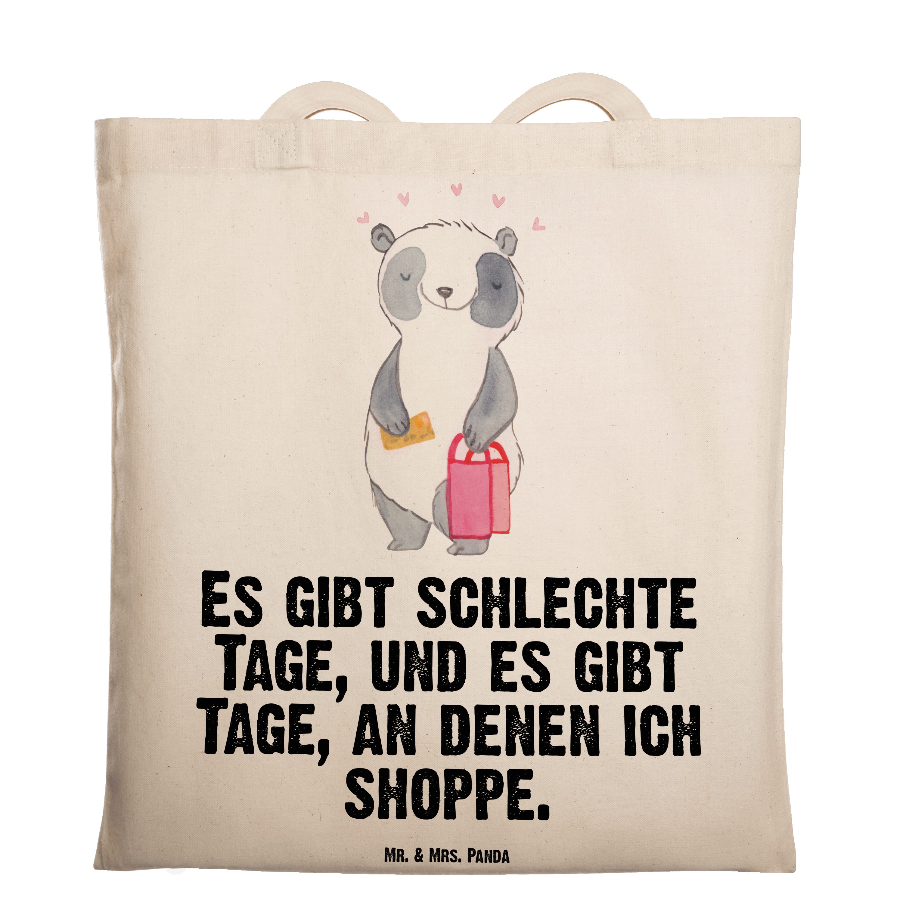 Mr. - (1-tlg) Shopping Panda Panda Transparent Hob & Tragetasche Tage Danke, Mrs. - Geschenk, Stoffbeutel,