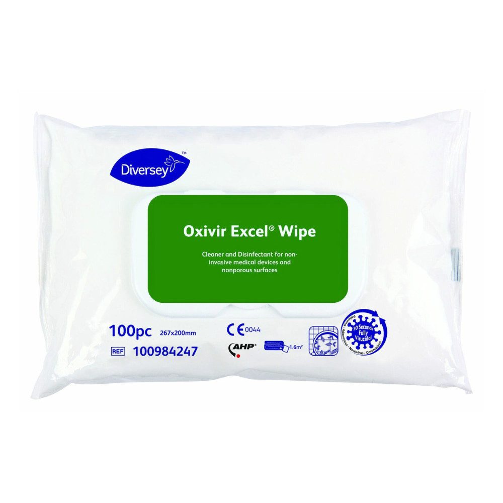 Diversey Feuchttücherbox 12x Diversey Oxivir® Excel Wipe Desinfektionstücher mit breitem